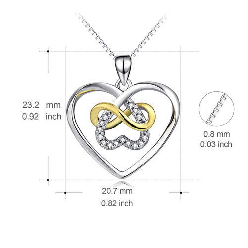 Infinity Love Heart Crystal Charm 925 Sterling Silver Pendant Statement Pendants Necklaces Collier Fashion Jewelry For Women