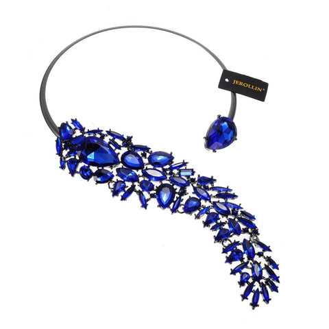 JEROLLIN 6 Colors Fashion Jewelry Chain Crystal Collar Choker Charm Statement Crystal Pendant Bib Necklace