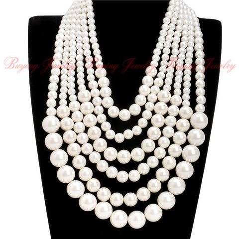 JEROLLIN Deals Elegance Golden BBC Bead White Pearl Rosary 6 Chain Pendant 7 Colors Necklace Happy kwanzaa Day Special Deals