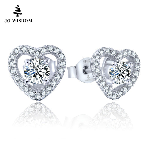 JO WISDOM Fine Jewelry Romantic Heart Stud Earring for Women with CZ Best Gift for Friends