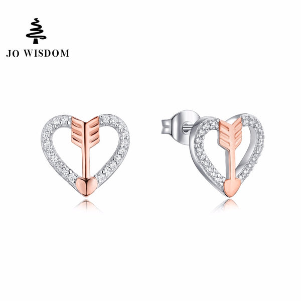 JO WISDOM Fine Jewelry Silver Earring Costume Jewelry Heart Earrings Wedding Decorations Rose Plated