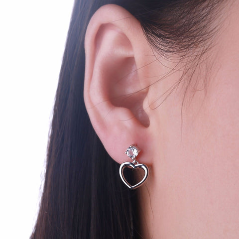 JO WISDOM Fine Jewelry Silver Heart/Round Stud Earrings Ladies jewelery Accessories Earring Costume Jewelry Earrings Best Gift