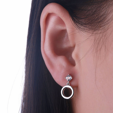 JO WISDOM Fine Jewelry Silver Heart/Round Stud Earrings Ladies jewelery Accessories Earring Costume Jewelry Earrings Best Gift
