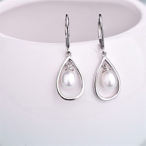 JO WISDOM Fine Jewelry Silver Long Earrings Ladies jewelery Accessories Drop Earring with Pearls Costume Jewelry Earrings
