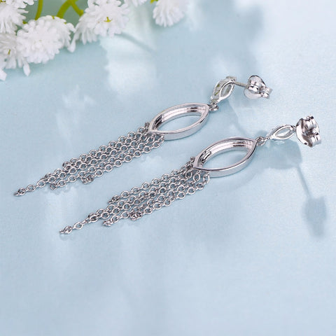 JO WISDOM Fine Jewelry Silver Tassel Long Earrings Ladies jewelery Accessories Drop Earring with CZ Costume Jewelry Earrings