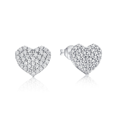 JO WISDOM Silver 925 Jewelry Simpleness Heart Sharped Sliver Color Stud Earrings Jewelry Made with Genuine CZ Wholesale/Dropship