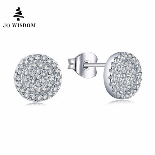 JO WISDOM Silver 925 Jewelry Simpleness Round Sharped Sliver Stud Earrings Jewelry Made with CZ Wholesale/Dropship Best Gift