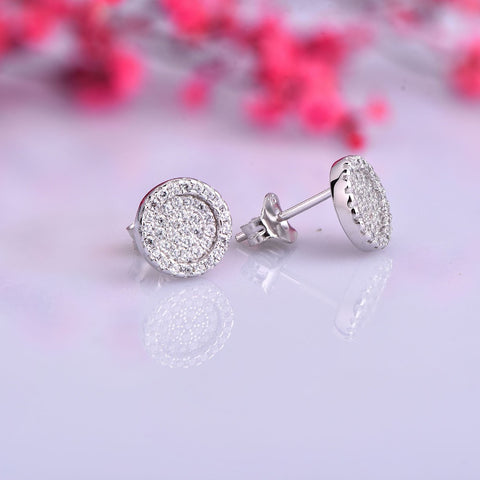 JO WISDOM Silver 925 Jewelry Simpleness Round Sharped Sliver Stud Earrings Jewelry Made with CZ Wholesale/Dropship Best Gift