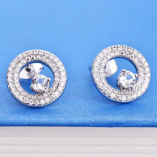 JO WISDOM Silver Earring Round Earrings Fine Ladies jewelery Accessories Earring with CZ Costume Jewelry Earrings Best Gift
