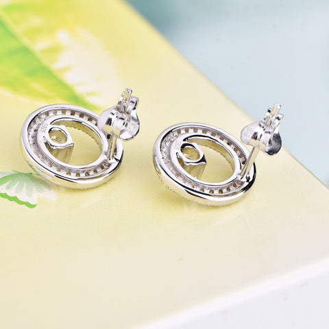 JO WISDOM Silver Earring Round Earrings Fine Ladies jewelery Accessories Earring with CZ Costume Jewelry Earrings Best Gift