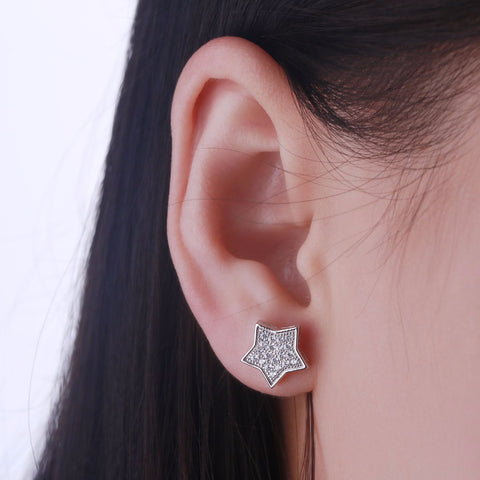 JO WISDOM Silver Earring Star Stud Earrings  with CZ Fine Ladies jewelery Accessories Earring Costume Jewelry Earrings Best Gift
