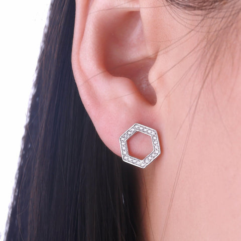 JO WISDOM Wholesale/Dropship Simple Earring Ladies Fine Jewelry Simple CZ irregular Stud Earrings