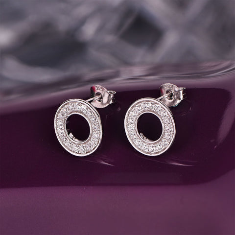JO WISDOM Wholesale/Dropship Trendy Simple Round Earring Ladies Fine Jewelry Simple CZ Stud Earrings