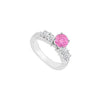 14K White Gold : Pink Sapphire and Diamond Engagement Ring 0.90 CT TGW