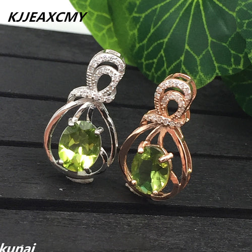 KJJEAXCMY Colorful jewelry 925 silver inlaid NATURAL PERIDOT female pendant, simple and generous wholesale