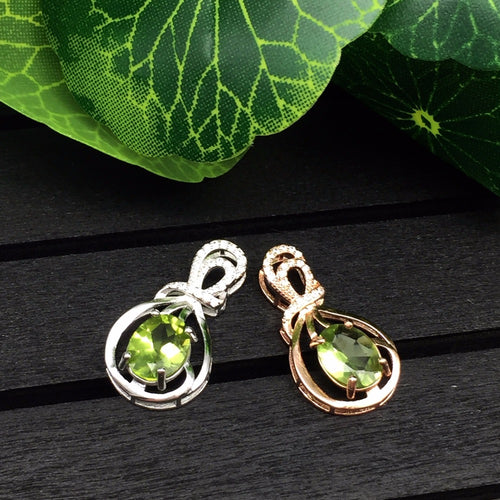 KJJEAXCMY Colorful jewelry 925 silver inlaid NATURAL PERIDOT female pendant, simple and generous wholesale