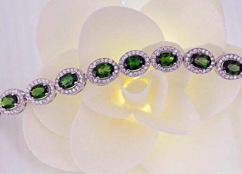 KJJEAXCMY Fine jewelry Colorful jewelry, natural diopside bracelet, 925 silver wholesale products, sales of female models