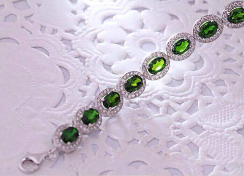 KJJEAXCMY Fine jewelry Colorful jewelry, natural diopside bracelet, 925 silver wholesale products, sales of female models