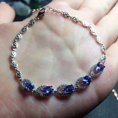 KJJEAXCMY Fine jewelry Multicolored jewelry 925 silver inlay natural Tanzanite Bracelet Adjustable drop a female