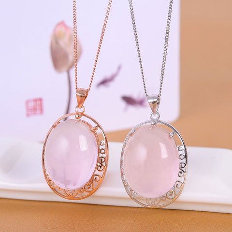 KJJEAXCMY Fine jewelry color jewelry 925 silver inlay natural powder female pendant simple wholesale