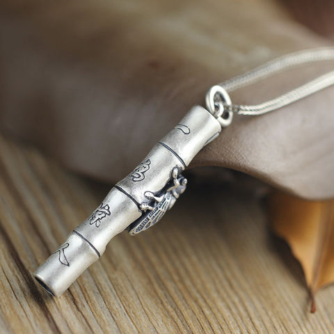 Silver jewelry boutique Zen handmade sterling silver jewelry pendant pendant 999 bamboo whistle