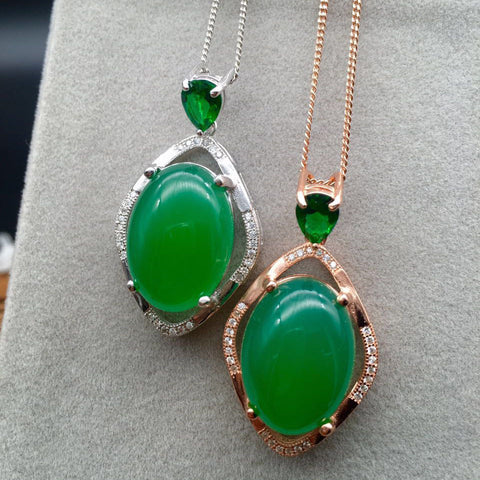 KJJEAXCMY boutique jewelry,925 silver inlay natural green chalcedony wholesale style simple and elegant