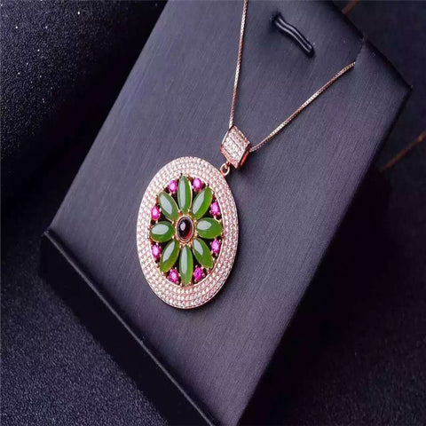 KJJEAXCMY boutique jewelry,925 sterling silver inlaid with natural Russian Jasper female pendants, big new specials