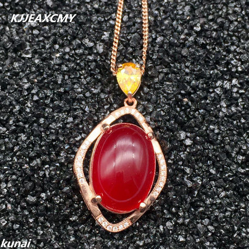 KJJEAXCMY boutique jewelry,A multicolored 925 silver female with red chalcedony China red pendant simple wholesale