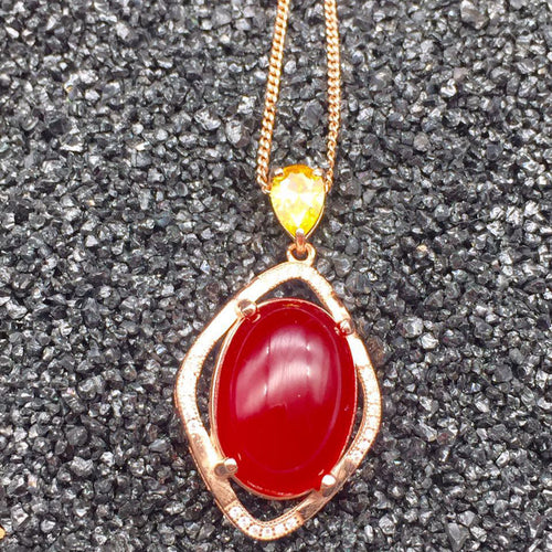 KJJEAXCMY boutique jewelry,A multicolored 925 silver female with red chalcedony China red pendant simple wholesale