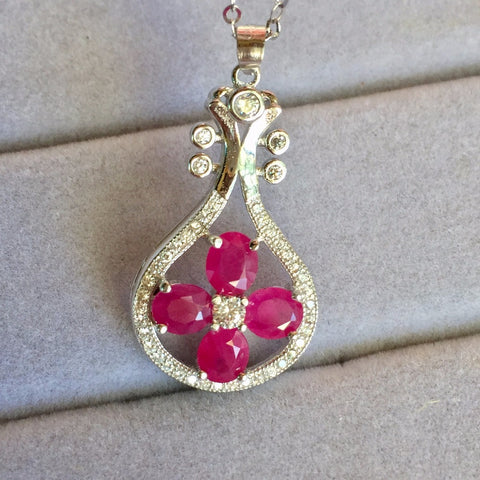 KJJEAXCMY boutique jewelry Colorful jewelry 925 Silver Natural Ruby female pendant, simple and generous wholesale
