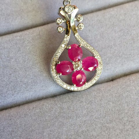 KJJEAXCMY boutique jewelry Colorful jewelry 925 Silver Natural Ruby female pendant, simple and generous wholesale