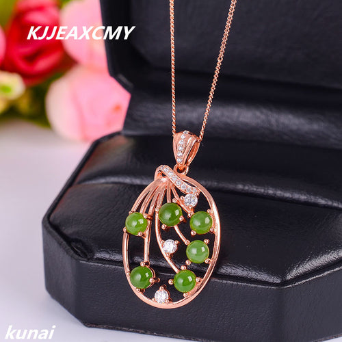 KJJEAXCMY boutique jewelry Colorful jewelry 925 silver inlaid natural Jasper Pendant, simple and generous wholesale