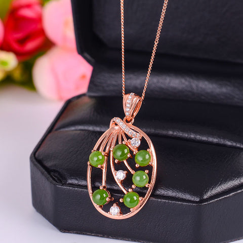 KJJEAXCMY boutique jewelry Colorful jewelry 925 silver inlaid natural Jasper Pendant, simple and generous wholesale