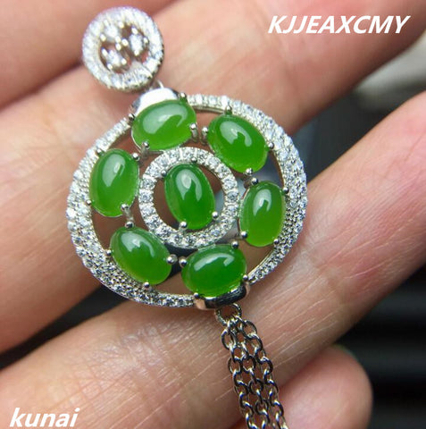 KJJEAXCMY boutique jewelry Colorful jewelry, 925 silver inlaid natural Jasper, female models, pendants, round tassels, necklace