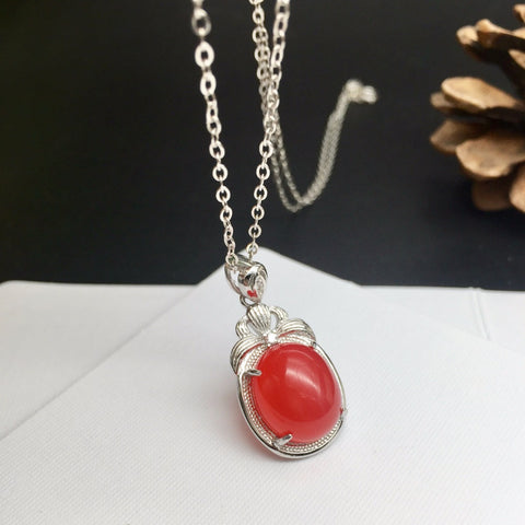 KJJEAXCMY boutique jewelry,Colorful jewelry 925 silver inlaid natural South Red pendants, simple generous wholesale women