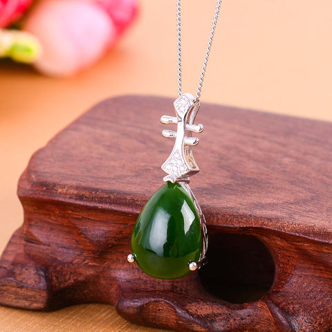 KJJEAXCMY boutique jewelry  Colorful jewelry 925 silver inlaid natural female models, jade pendant, simple and generous wholesal