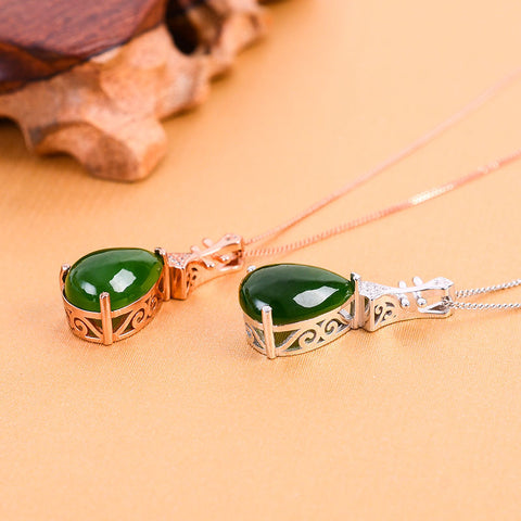 KJJEAXCMY boutique jewelry  Colorful jewelry 925 silver inlaid natural female models, jade pendant, simple and generous wholesal