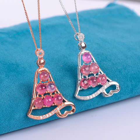 KJJEAXCMY boutique jewelry Colorful jewelry, 925 silver inlaid natural tourmaline, female pendants, simple and generous wholesal