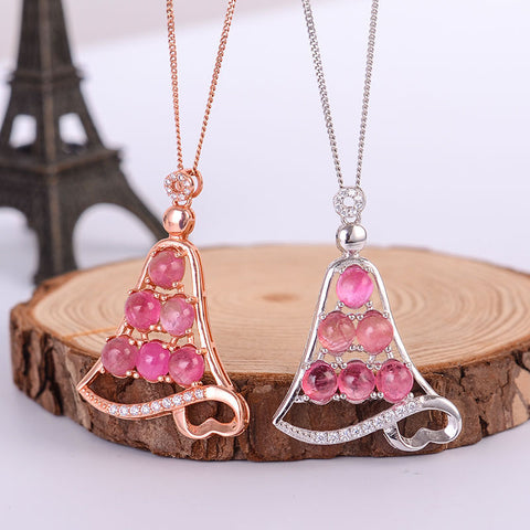 KJJEAXCMY boutique jewelry Colorful jewelry, 925 silver inlaid natural tourmaline, female pendants, simple and generous wholesal