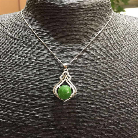 KJJEAXCMY boutique jewelry,Hetian jade pendant, S925 silver inlay and Tian Biyu fashion natural sell female Pendant