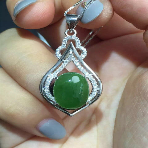 KJJEAXCMY boutique jewelry,Hetian jade pendant, S925 silver inlay and Tian Biyu fashion natural sell female Pendant