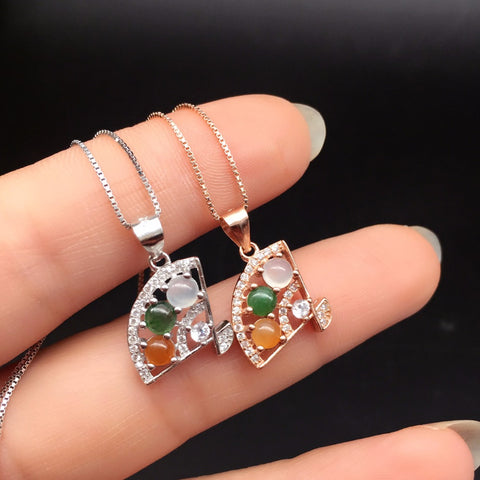 KJJEAXCMY boutique jewelry Jewelry 925 silver inlay natural jade female models pendants, simple and generous wholesale