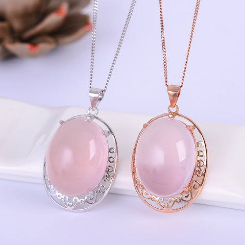 KJJEAXCMY boutique jewelry,Multicolored jewelry 925 silver inlay Natural Rose Quartz Pendant simple wholesale