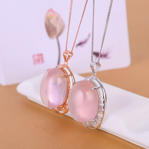 KJJEAXCMY boutique jewelry,Multicolored jewelry 925 silver inlay Natural Rose Quartz Pendant simple wholesale