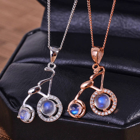 KJJEAXCMY boutique jewelry Multicolored jewelry 9255 silver inlay natural blue moonlight shinv bicycle pendants wholesale