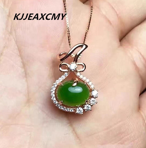 KJJEAXCMY boutique jewelry,Natural and Tian Biyu gemstone female Pendant with 925 silver inlaid Necklace ornaments