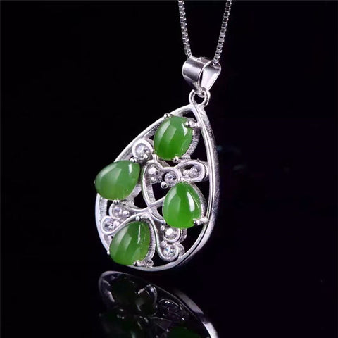 KJJEAXCMY boutique jewelry,Natural jade pendant set, women's jewelry wholesale, 925 Sterling Silver