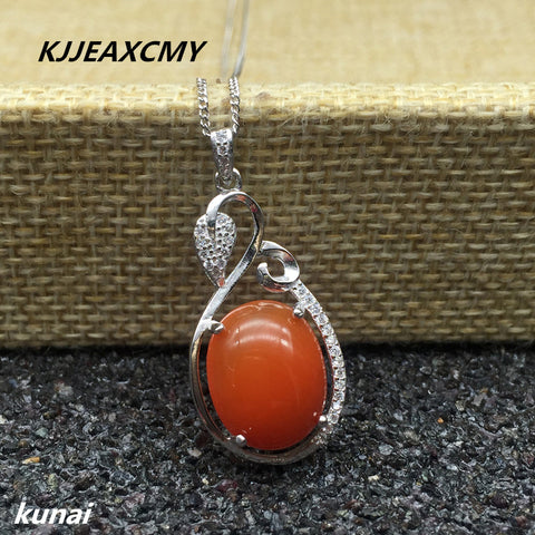 KJJEAXCMY boutique jewelry Wholesale processing of colorful jewelry, 925 silver inlaid natural South Red pendant, women's pendan