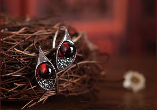 KJJEAXCMY fine jewelry 925 Sterling Silver Silver Garnet Earrings Calla Flower Earrings New Lady