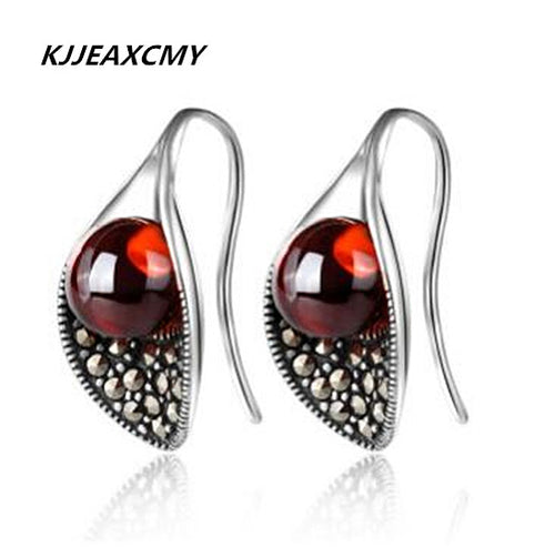KJJEAXCMY fine jewelry 925 Sterling Silver Silver Garnet Earrings Calla Flower Earrings New Lady